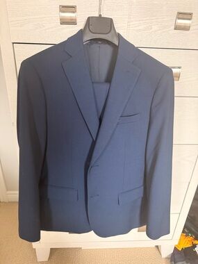 RW&CO Men's Navy Suit Slim fit - Classic Single-Breasted Suit Jacket